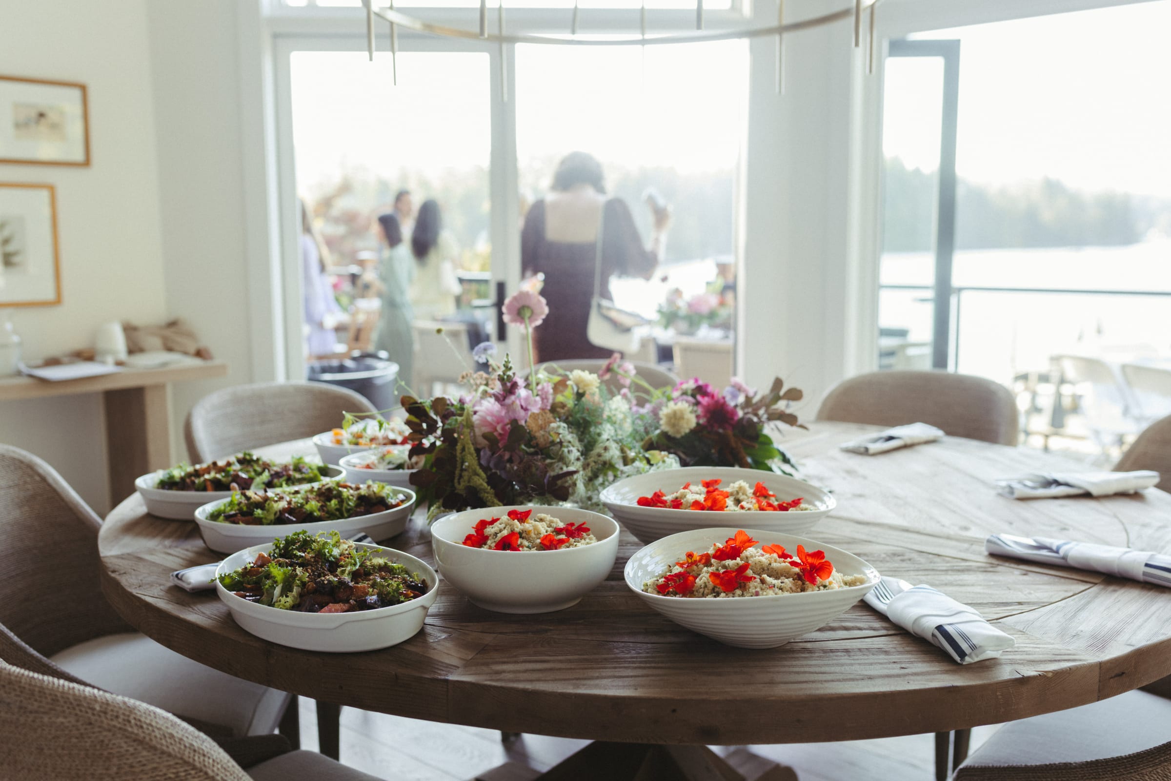 Catering spread for a Shawnigan Retreats wedding reception
