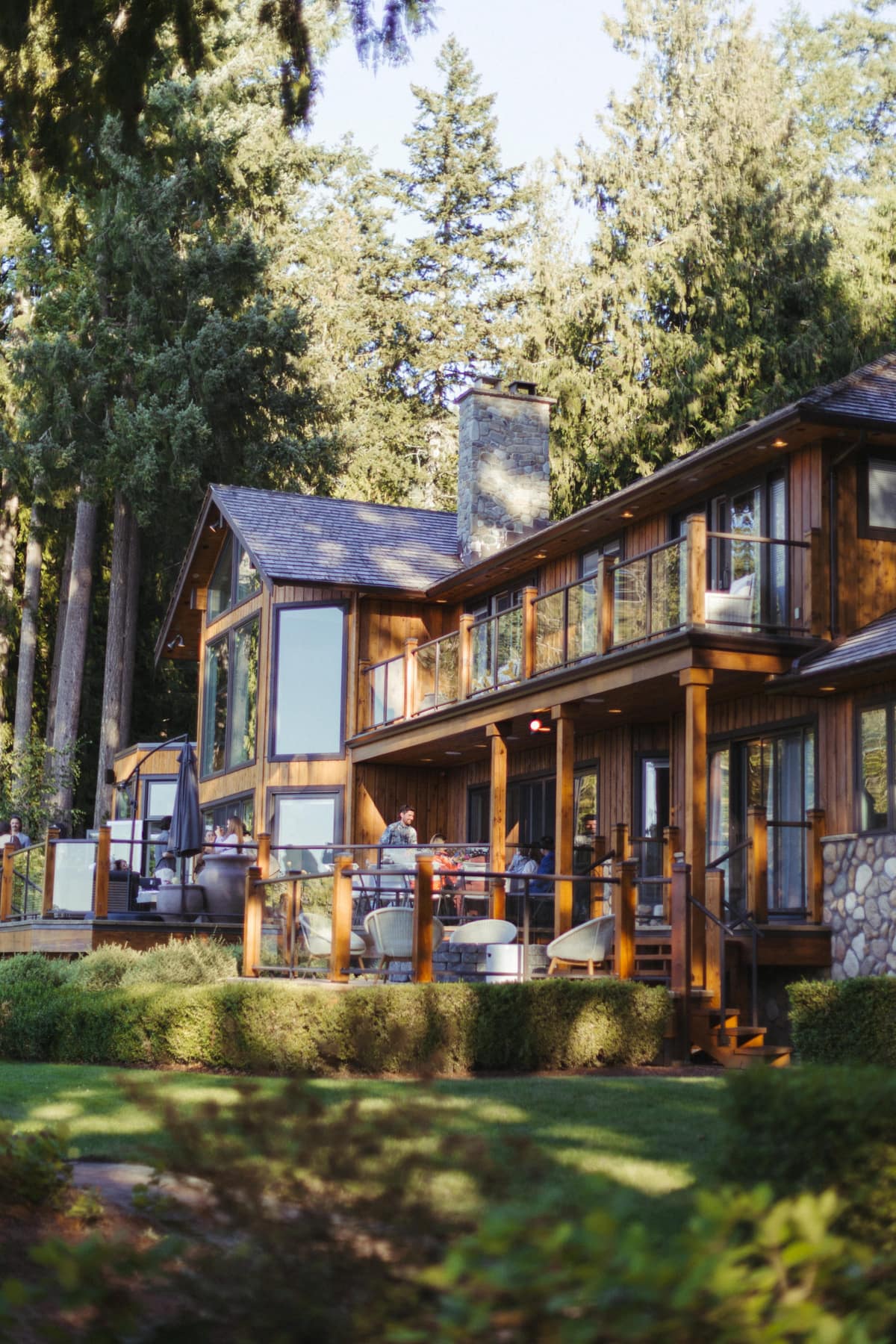 The house at golden hour during a wedding